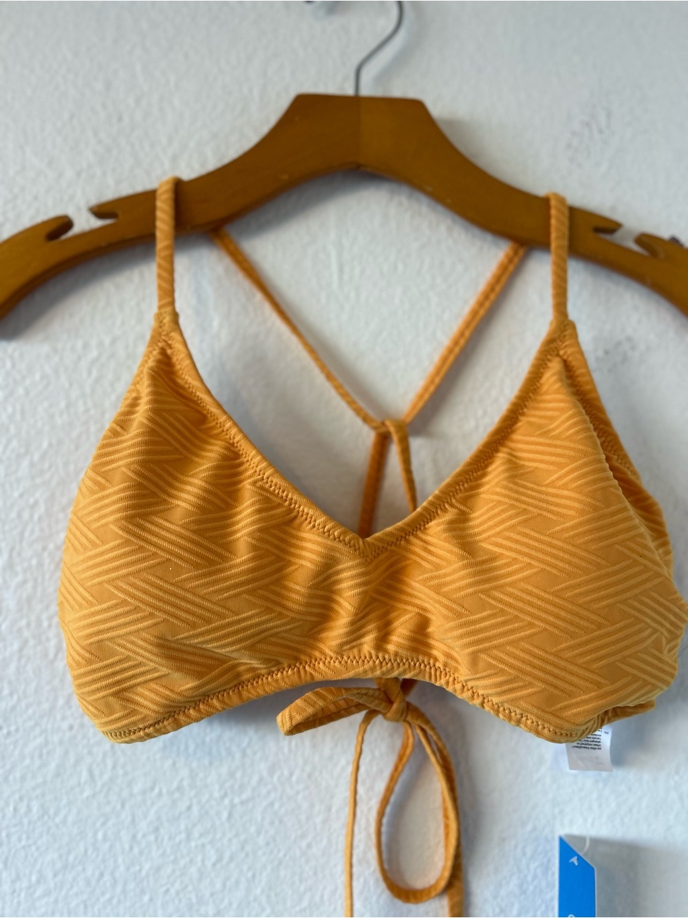 Cupshe Mustard Triangle Bikini Top with Strappy Tie Back Size M